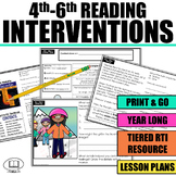 Reading Comprehension Interventions 4th 5th 6th Grade RTI Worksheets Test Prep