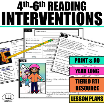 Preview of Reading Comprehension Interventions 4th 5th 6th Grade RTI Worksheets Test Prep