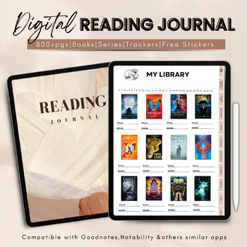 Preview of Reading Journal Digital | Goodnotes Journal | Goodnotes Template | Bookshelf