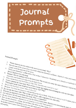 Preview of Reading Journal Prompts