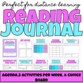 Preview of Reading Journal With Daily Activities and Choice Board DISTANCE LEARNING