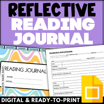 Preview of Reading Journal for Any Novel - Independent Journal Prompts - Digital & Print