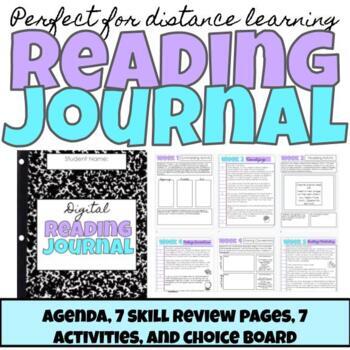 Preview of Reading Journal for Middle School Perfect for Distance Learning