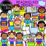 Reading Kid Friends in the Classroom Clipart {Reading Clip