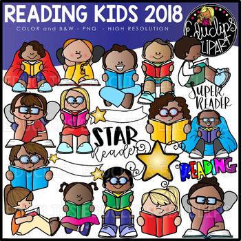 Preview of Reading Kids 2018 Clip Art Set {Educlips Clipart}