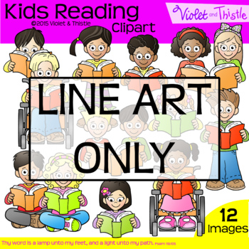 Preview of Reading Kids Clipart {Kid Reading Clipart}