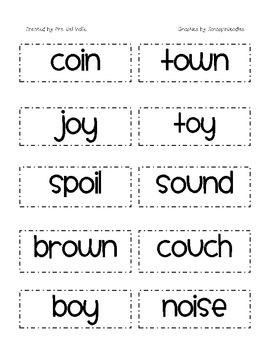 Reading Kids Diphthongs oi, oy, ow, ou Word Sort by Primary Reading Party