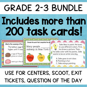 Reading Task Cards Bundle 2nd Grade 3rd Grade by Fishyrobb | TpT