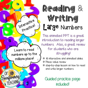 reading writing large numbers ppt practice by of sunflowers and teaching