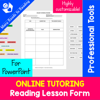 Preview of Reading Lesson Form for Online Tutoring PPT