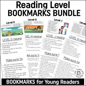 Preview of Reading Level Bookmark Guides for Parent Teacher Conferences BUNDLE