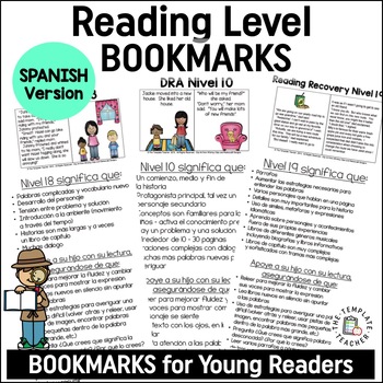 Preview of Reading Level Bookmarks - Guide for Leveled Books Spanish ONLY Version