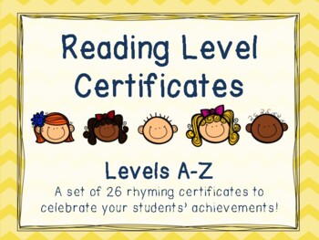 Preview of Reading Level Certificates, Rhyming