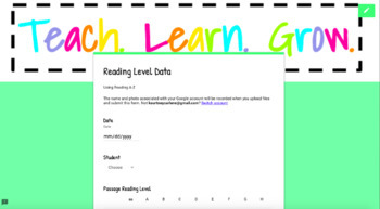 Preview of Reading Level Data Assessment/Tracking Google Form