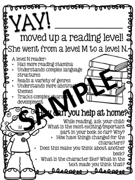 Preview of Reading Level Parent Letters