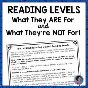 Preview of FREE Meet the Teacher Parent Handout: What Reading Levels ARE and ARE NOT for