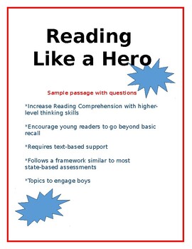 Preview of Reading Like a Hero Sample Non-Fiction Comprehension Passage  3rd Grade