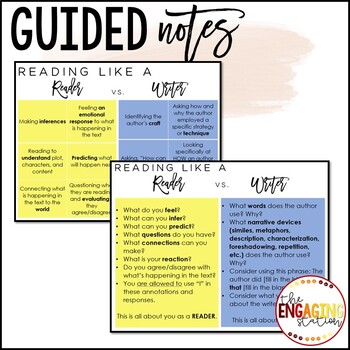 Reading Like a Writer Resources by The Engaging Station | TpT