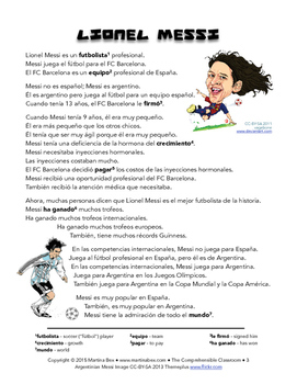 Messi's Daily Routine in Spanish - PDF Reading Worksheet - Spanish Learning  Lab