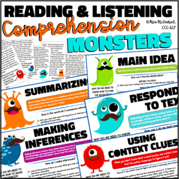 Preview of Reading & Listening Comprehension Monsters | Inferencing, Main Idea & More!