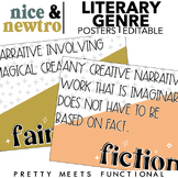 Reading Literary Genre Posters for Language Arts with Edit