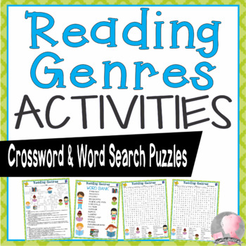 Preview of Reading Genres Activities Literary Crossword Puzzle and Word Searches