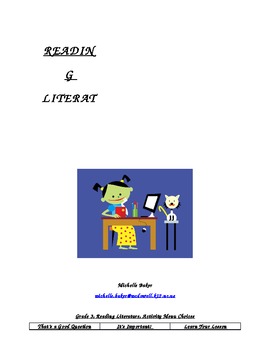 Preview of Reading Literature Activity Menu/Literacy Centers, Grade 3