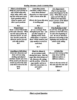 Preview of Reading Literature Activity Menu/Literacy Stations Grade 2