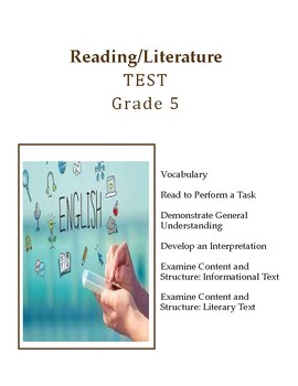 Preview of Reading Literature Basic Skills Sample Diagnostic Test Grade 5 / with Answer Key