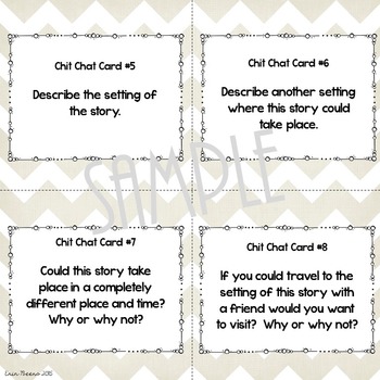 Reading Literature Chit Chat Cards For Grades 4 8 Common Core Aligned