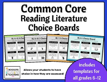 Preview of Reading Literature Common Core Choice Boards