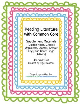 Reading Literature with Common Core Supplement Pack by Tiger Teacher