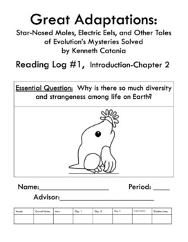 Preview of Reading Log #1, Great Adaptations (Introduction-Chp 2)