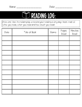 Reading Log by The Joy of Teaching ELA with Mrs Johnson | TPT