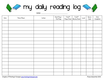 Reading Log by Miss Rosenthal | Teachers Pay Teachers