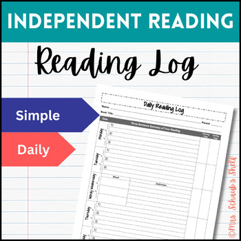 Preview of Reading Log for Daily Reading - Weekly Reading Log with Easy Summary & Vocab