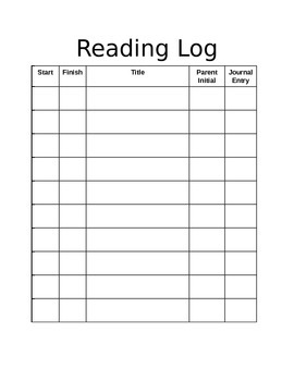 Reading Log by Amber Portley | TPT