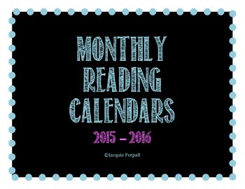 Preview of Reading Log 2015 - 2016 Monthly Calendars