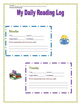 Reading Log by The Lifeskills Journal | TPT