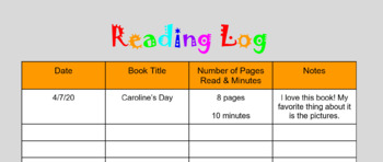 Preview of Reading Log