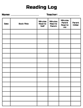 Preview of Reading Log