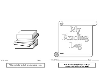 Preview of Reading Log Booklet for SSR, Independent Reading, or Literature Circles