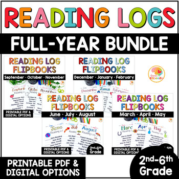 Preview of Reading Logs: Full Year Reading Log Flip Books BUNDLE