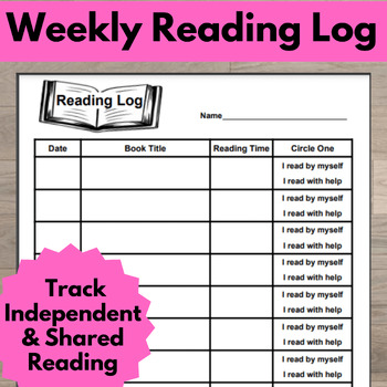 Preview of Reading Log With Parent Signature Books Read Independent / Shared Chart Homework