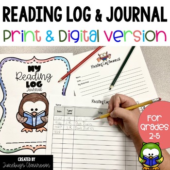 Preview of Reading Log and Journal with Reader Response Ideas and Rubric| Print or Digital