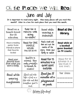 Reading Log Motivation Homework June / Summer / June and July by Mrs Wilkes
