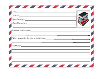 Preview of Reading Log Postcard (Fiction)
