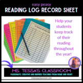 Reading Log Record Sheet