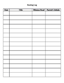 Reading Log Record Sheet