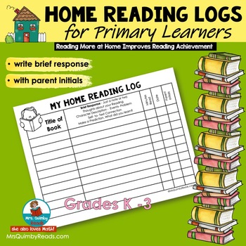 Preview of Reading Log for Home with [Parent Initial Box] | Literacy